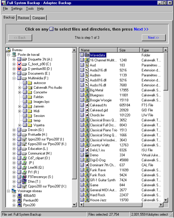 SCSI BackUp pour Windows 95